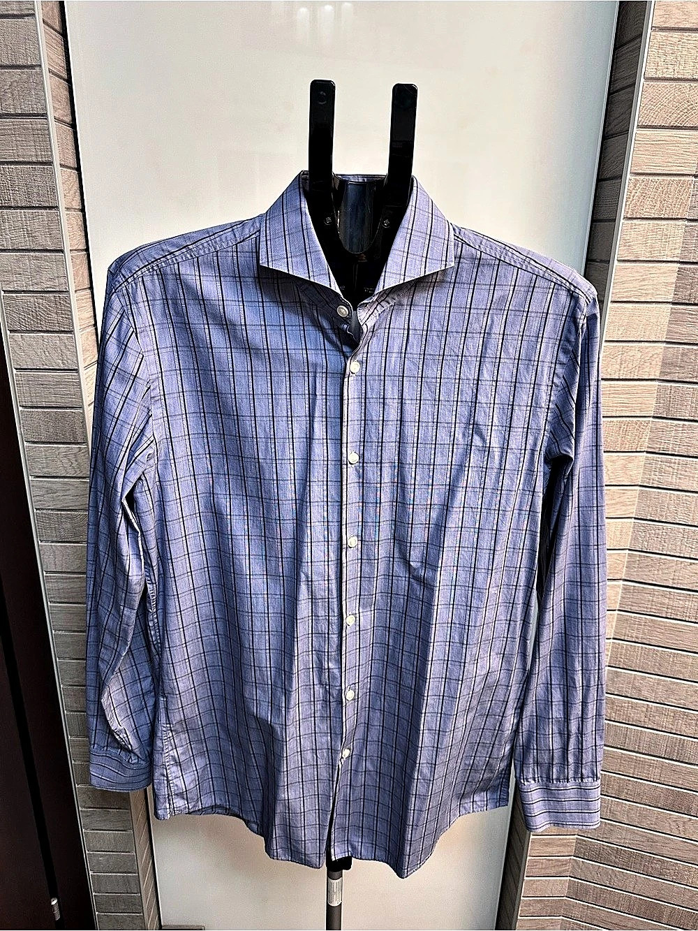 Hugo Boss Men’s “Dwayne” Slim Fit Slate Blue Navy Dress Shirt Blue 16.5 32/33.
